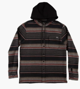 SALTY CREW Men's MAINLAND Hooded Flannel Shirt - Black - Small - NWT - Picture 1 of 2
