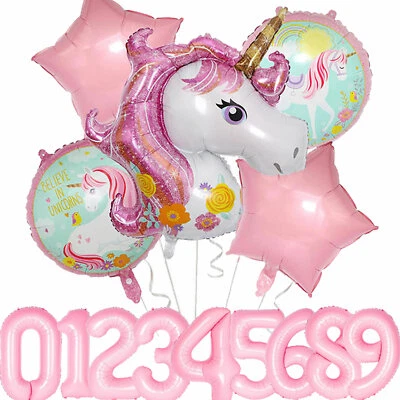MAGICAL UNICORN KINDERGEBURTSTAG + ZAHLEN - Einhorn Deko Rosa Party Folienballon - Bild 1 von 4
