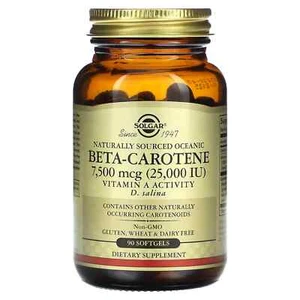 2 X Solgar, Naturally Sourced Oceanic Beta-Carotene, 7,500 mcg (25,000 IU), 90 S - Picture 1 of 2