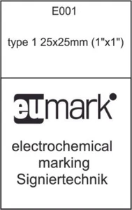Plantilla para Marcado Electroquímico Grabado Tipo 1 25x25mm O 1"x1"" TECNOLOGÍA DE FIRMA - Imagen 1 de 6