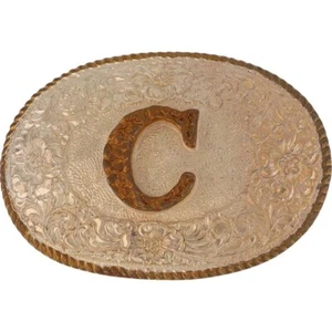 New Silver C Letter Initial Name Chris Chad Caleb Charles Vintage Belt Buckle - Picture 1 of 5