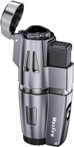 Maxfire Triple Jet Flame Lighter Gas Butane Refillable Windproof Lighter, Adjust - Picture 1 of 12