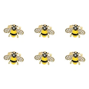 6 Pack Cute Funny Rhinestone Bee Brooches Pin Set Fashion Enamel Crystal Anim... - Picture 1 of 7