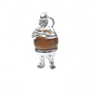 STERLING SILVER LUCKY TOUCH WUD WOOD POLICEMAN CHARM - Picture 1 of 5