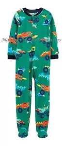 Boys One Piece Pajamas Union Suit Blanket Sleeper Footie Dinosaur Monster Truck - Picture 1 of 2