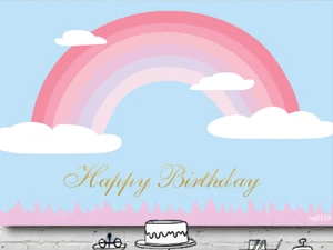 RAINBOW PINK BLUE PERSONALISED BIRTHDAY PARTY SUPPLIES BANNER BACKDROP - Bild 1 von 4