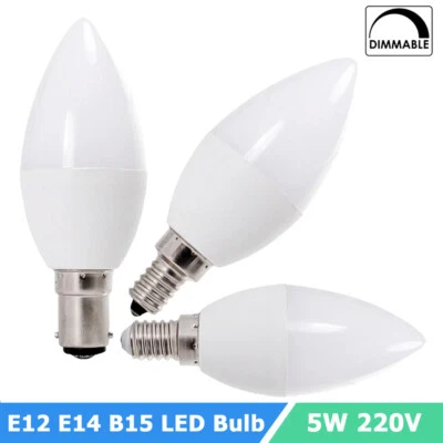 Dimmable E14 E12 B15 LED Chandelier Candle Light 5W 220V Light Bulb 3000-6000K - Image 1 of 4