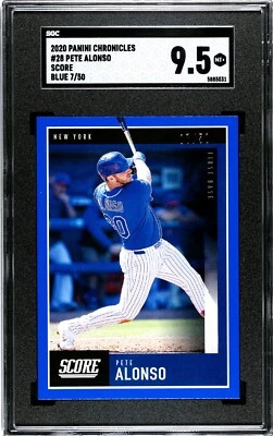 2020 Panini Chronicles #28 Pete Alonso Score BLUE /50 SGC 9.5 MINT+ - Image 1 of 2