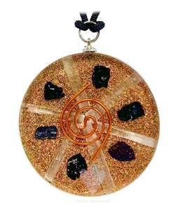 Black Tourmaline Selenite Grid Orgonite Copper Coil Pendant Orgone Healing Reiki - Picture 1 of 6