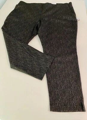 Nuevo con etiquetas Pantalones Pixie Old Navy 3X 'Negro Brillo' Patrón Dorado tiro alto ajustado tobillo Foto 1 de 4