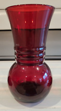 RUBY RED ANCHOR HOCKING FLOWER VASE BEEHIVE CENTER 6.25 INCHES