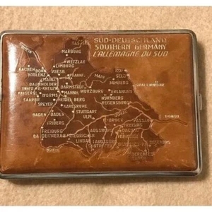 Vintage German Map Leather Cigar Case - Picture 1 of 5