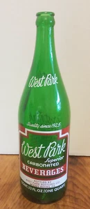Vintage West Park Beverages McKees Rocks PA Quart Bottle Green 32 OZ - Picture 1 of 4
