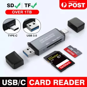 USB-C OTG Adapter SD TF Micro Card Reader For iPhone Samsung MacBook PC Laptop - Picture 1 of 8