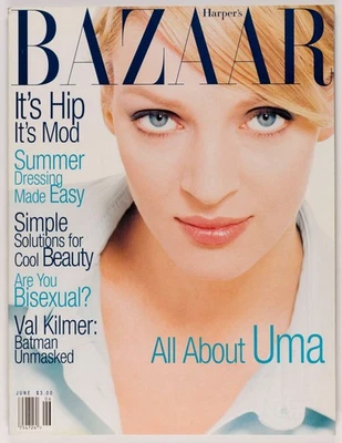 UMA THURMAN Val Kilmer MARIANNE FAITHFULL Harper's US June 1995 Claudia Schiffer - Imagem 1 de 4