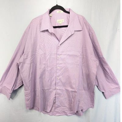 Pronto Uomo Mens Purple 80s 2 Ply Non Iron Button Down Dress Shirt 19 34/35 - Image 1 of 4