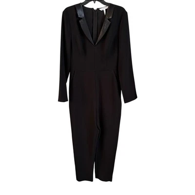 NWT BCBGeneration Black Tuxedo Jumpsuit Long Sleeve Size 10 Pockets - Image 1 of 4