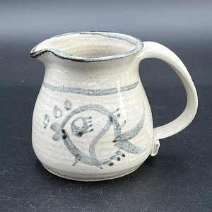 Art Pottery Creamer Double Sided w/Fish Design Fishing Cabin 3.75" Signed - Picture 1 of 11