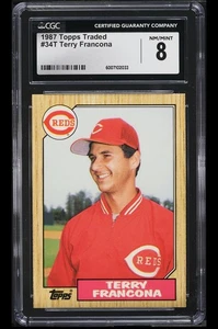 Terry Francona - 1987 Topps Traded #34T Cincinatti Reds CGC 8 - Picture 1 of 3
