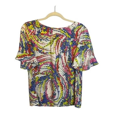 Blusa Talbots Para Mujer Talla Grande Pequeña Mangas Flutter Floral Oficina Primavera Foto 1 de 4