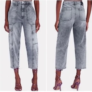 Mother Superior The Private Zip Pocket Ankle Jeans Women’s Size 34 Gray Acid - Picture 1 of 13