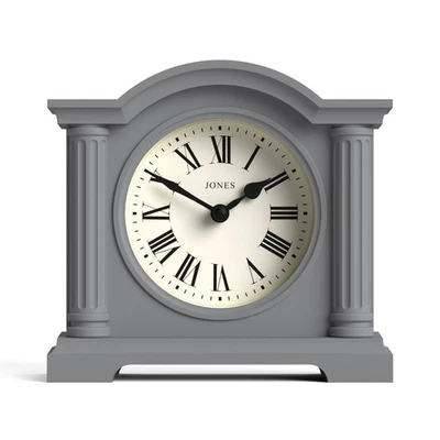 Jones® Kensington mantel clock grey decorative roman dial quartz shelf desk - Image 1 of 4