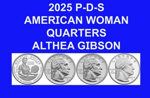 2025 P-D-S ALTHEA GIBSON American Women Quarter 3 monedas preventa lanzamiento 21 de octubre - Imagen 1 de 4