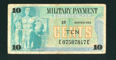 Série 692 10 centavos certificado de pagamento militar dos EUA ** PAPEL MOEDA - Imagem 1 de 2