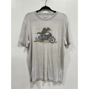Lucky Brand Men's Large Graphic T-Shirt Stay Wild Wolf Motorcycle Venice Burnout - Picture 1 of 5