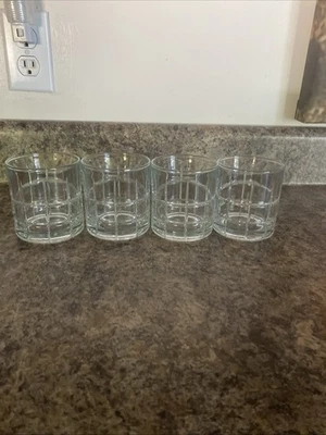 Juego de 4 vasos de whisky Anchor Hocking transparente tartán Manchester a cuadros Foto 1 de 4