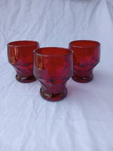 3 MCM RED VIKING GEORGIAN HONEYCOMB 4" TUMBLERS - Picture 1 of 10