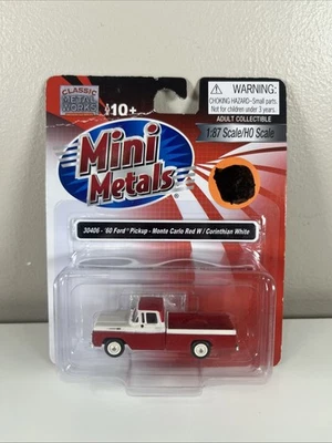 Classic Metal Works HO Mini Metals Mote Carlo Red '60 Ford Pickup Truck G22 - Image 1 of 2