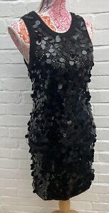 Topshop Black Sequinned Dress UK 8 Knitted Party Disco LBD