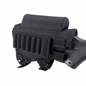 Tactical Buttstock Cheek Rest with Ammo Carrier Case Holder Black - Picture 1 of 6