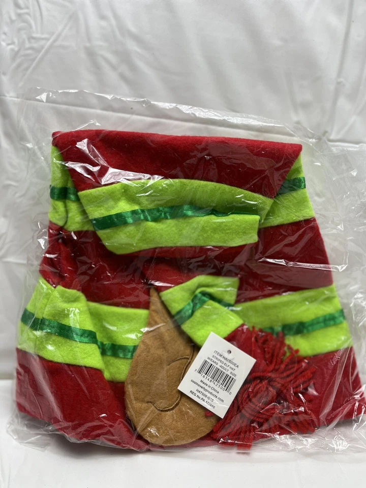 SOMBRERO ELFO CON OREJAS RAYAS CON ACENTO SATINADO RAYAS AYUDANTE DE SANTA NAVIDAD Foto 1 de 4