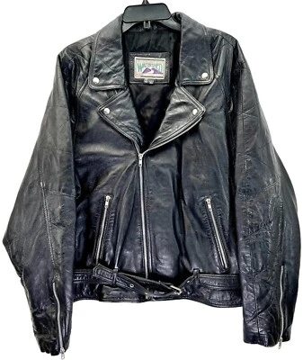 Chaqueta de Motociclista Cuenca Vintage Años 80 Piel de Cordero Negra Para Hombre Talla XL Foto 1 de 4
