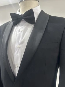 SMOKING UOMO NERO COLLO SCIALLATO MADE IN ITALY 46 48 50 52 54 56 58 CERIMONIA . - Imagen 1 de 24