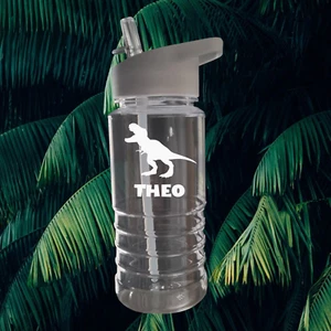Botella de agua dinosaurio personalizada para niños 600 ml - nombre personalizado, diseño de remolino, BPA-F - Imagen 1 de 20