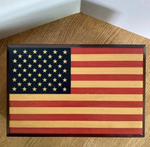 Vtg Bombay American Flag Musical Jewelry Box Plays "God Bless America" Patriotic - Picture 1 of 16