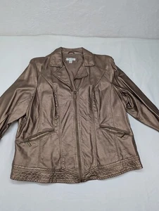 Dress Barn Size 18/20 Brown Shiny Jacket - Picture 1 of 16