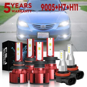 For Mazda 3 2004 2005 2006 6X 6K Front LED Headlight Hi/Lo Beam +Fog Light Bulbs - Picture 1 of 18
