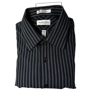 Camicia uomo Van Heusen nera e grigia gessato tela larga con bottoni L Academia - Foto 1 di 13