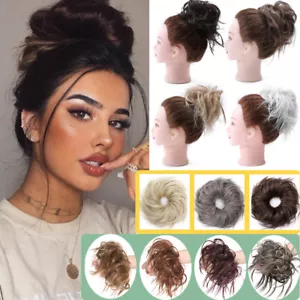 Thick Messy Bun Hair Piece Scrunchie Updo Wrap Hair Real As Human Extensions USA - Picture 1 of 35