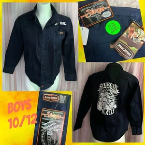 STURGIS Boys' Long Sleeve Button-Down Shirt Medium L 10 / 12 SKULLS RALLY Glows - Picture 1 of 12