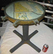 ANTIQUE MARITIME NAUTICAL SEA SHIP BRASS PORTHOLE WINDOW MAP STAND TABLE ANCHOR