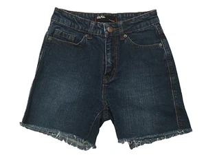 BDG Girl's Medium Dark Wash Blue Raw Hem High Rise Stretch Denim Shorts Size 24 - Picture 1 of 8