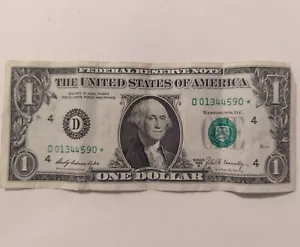 $1 *STAR NOTE* — Series 1969B ((D01344590⭐)) Old Vintage US Currency - Picture 1 of 3