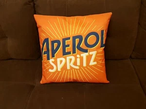 1 x Aperol Spritz Orange Linen Cushion Cover Pillow Case 18” 45x45cm Party Gift - Picture 1 of 7