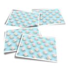 4x Rectangle Stickers - Pink Marshmallow Sweets #12972