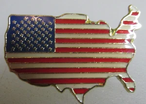 Vintage USA Flag in shape of USA tie tack pin , hat pin , lapel pin - Picture 1 of 6